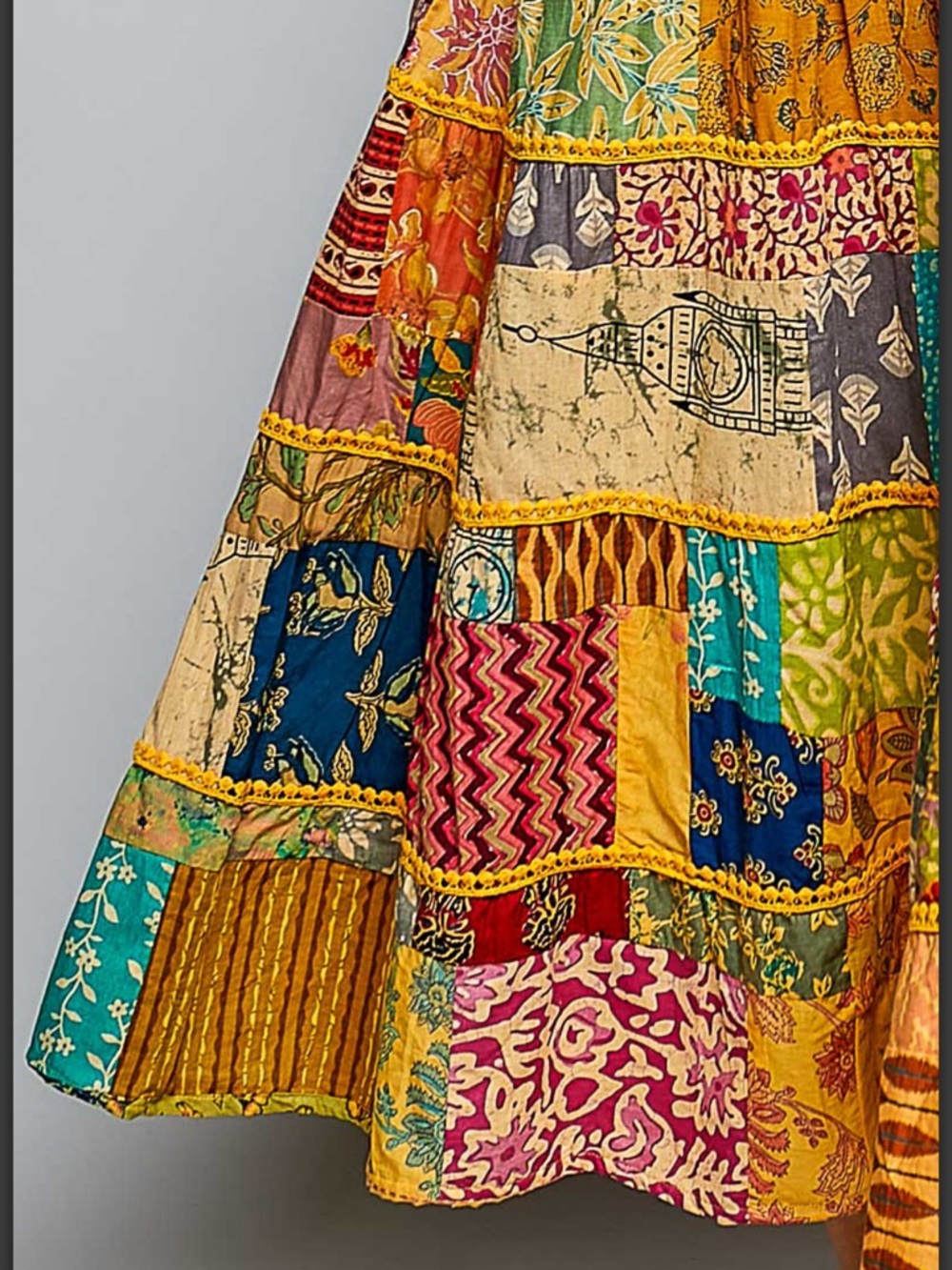 💕POL Bohemian Patchwork Maxi Dress in Mustard Yellow - Picture 6 of 7